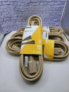 Woods 9Ft Heavy Duty Appliance Extension Cord 12-Gauge 3-Prong SPT-3 Beige #0568 - Picture 1 of 5