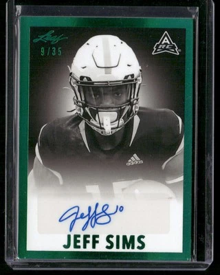 2021 Leaf Memories - 1960 Base Autographs Spectrum Green #BW-JS1 Jeff Sims #/35 - Image 1 of 2