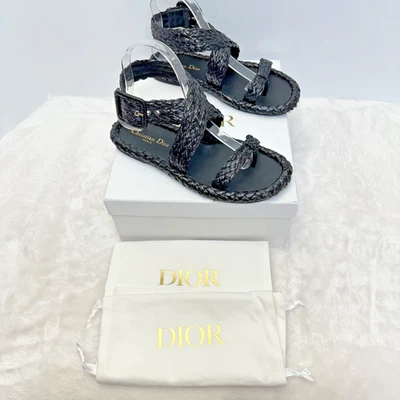 Sandalias de Tanga Dior by Christian Dior Tejidas Negras Rafia Dioriviera Ocean Talla 37 Foto 1 de 4