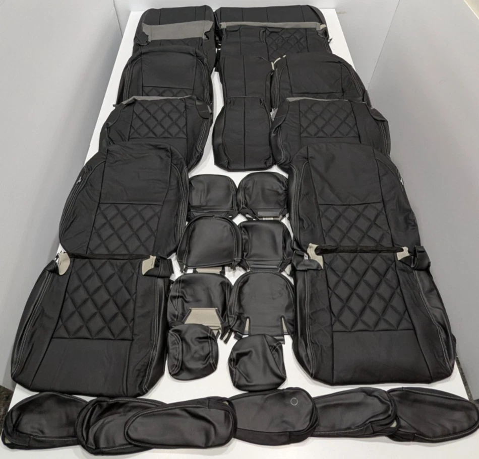 Fundas de asiento de cuero negro AT46 para Toyota Sienna 8 pasajeros LE SE 2014 Foto 1 de 4