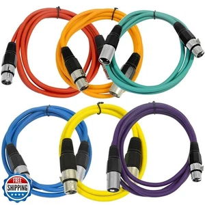 SEISMIC AUDIO - SAXLX-6 - 6 Pack of 6' Multiple Color XLR Male to XLR Female  - Picture 1 of 5