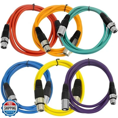 SEISMIC AUDIO - SAXLX-6 - 6 Pack of 6' Multiple Color XLR Male to XLR Female  - Image 1 of 4