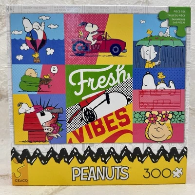 Ceaco Peanuts Charlie Brown Snoopy Fresh Vibes 300 Pc Jigsaw Puzzle NIB 24”x18” - Image 1 of 4