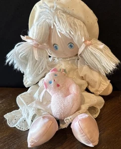 Vintage 1982 Ösen weiche Stoffpuppe mit Katze Plüsch AmToy American Greeting 11,5 Zoll - Bild 1 von 10