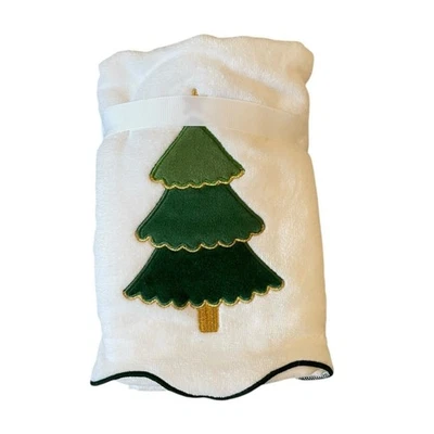 Juego de 2 toallas de mano Kassatex verde terciopelo árbol de Navidad 16x28 bordadas NUEVO Foto 1 de 4