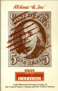 VINTAGE BOOK - SC - PAPERBACK - H.E. HARRIS & CO - 1992 POSTAGE STAMP CATALOG - Picture 1 of 2