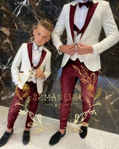 Floral Pattern Boy Formal Suits Dinner Tuxedos Boys Party Prom Suit Wear Blazers - Picture 1 of 39