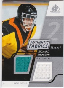 2008-09 SP Game Used Authentic Fabrics Dual #AF-RB Richard Brodeur Canucks