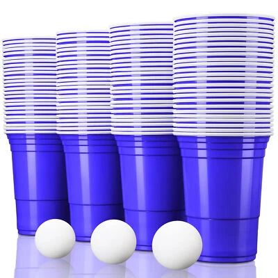 TRESKO Partybecher Blau Trinkbecher Einwegbecher Plastikbecher Party Beer Pong Red Cups