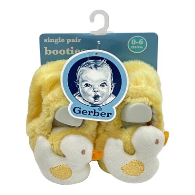 Botines Velboa bebé par único Gerber amarillo blanco 0-6 meses hasta 16 libras Foto 1 de 4