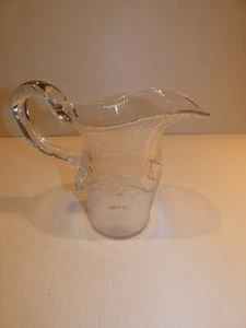 Metropolitan Museum of Art Crystal Pitcher, Ribbed Body, Raised Flowers - Picture 1 of 8