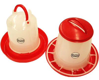 COMBO*SMALL RITE FARM PRODUCTS HD 1 QT & 3.3 LB WATERER & FEEDER CHICKEN POULTRY
