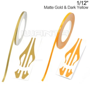 1/12" 2mm Oro Mate y Amarillo Oscuro Pin Rayas Hágalo Usted Mismo Calcomanía Cinta Adhesiva - Imagen 1 de 10