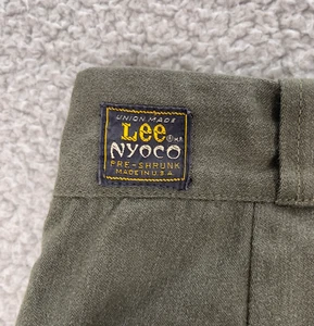 Vintage 60er Lee Nyoco Hose Herren 30x30 grün Talon Reißverschluss Twill sanforisiert Union Made - Bild 1 von 18