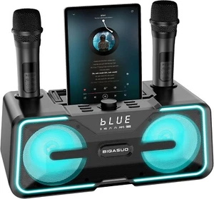 BIGASUO Karaoke Machine for Adults Kids with 2 UHF Wireless Microphones - Picture 1 of 6