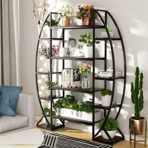 Large 5 Tier Metal Wooden Plant Stand Flower Display Shelf Living Room Bookshelf - Picture 1 of 12