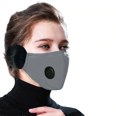 2-in-1 Unisex Face Mask with Earmuffs for Adult: GRAY - Image 1 of 3