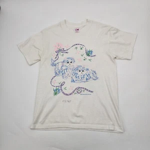 Vintage White Cat Single Stitch Shirt Tee Women's Size XL Reno Nevada Rhinestone - Picture 1 of 19