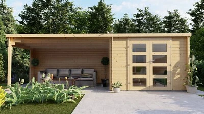 Gartenhaus Flachdach 28mm Gerätehaus Anbaudach 3x2.4+4M Harz EB28238oFL - Bild 1 von 4