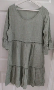 Lungo L'arno Linen Green Dress Women’s Size Large Made in Italy - Picture 1 of 16