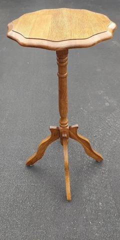 Antique Vintage Arts & Crafts Oak Turned Pedestal Plant Stand 32"Tall Cover