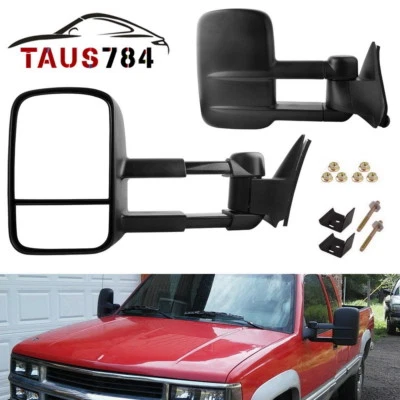 Pair Manual Tow Mirrors for 1988-1998 Chevy GMC C/K 1500 2500 3500 Side Mirrors - Image 1 of 4