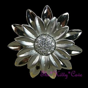 Schick Matt Poliert Silber Gänseblümchen-blume Blumenmuster Bloom Ring W/ - Bild 1 von 5