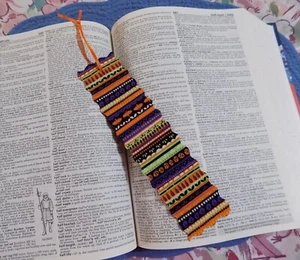 Bookmark HALLOWEEN Fabric or Cloth Bookmark Orange Ribbon Handmade - Picture 1 of 3