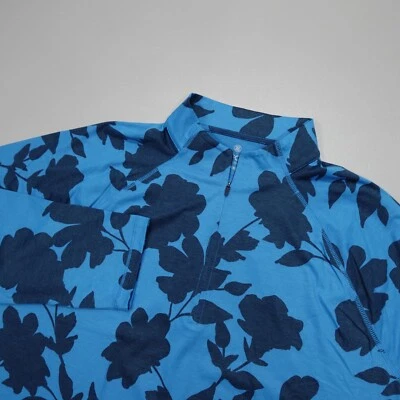 G/Fore Men's Tonal Floral Luxe 1/4 Zip Racer Blue Midlayer Pullover G4MF23K123C - Image 1 of 4