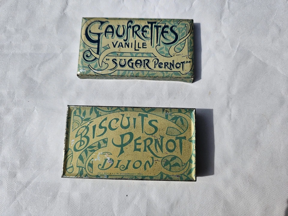 Boîte en tôle lithographiée Biscuits Pernot Dijon - Gaufrettes vanille Sugar Per - Photo 1/1