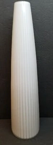 Tall White Mid Century Style Ribbed Art Glass Floor Vase, 16" - Picture 1 of 4