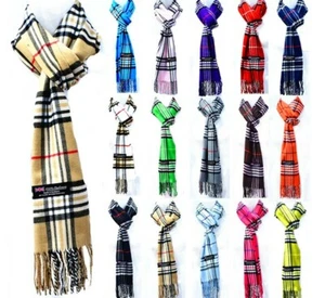 Winter Check Plaid Tartan Warm Wool Scotland Made 100% Cashmere Scarf Scarves - Picture 1 of 29