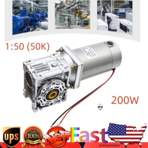DC 12V 200W Gear Motor High Torque Worm Geared Motor 50K 1800 RPM Brushed Motor - Picture 1 of 18