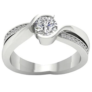 Lab Grown Round Diamond VS F 1.00 Ct Solitaire Anniversary Ring 10K White Gold - Picture 1 of 8