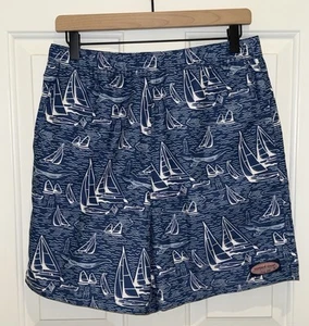 Vineyard Vines Chappy Swim Trunks Boys Size XL 18 Blue Sailboat Waves Print - Picture 1 of 8