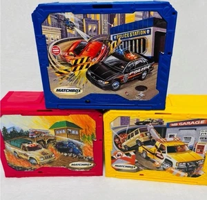 Y2K 2001 Matchbox Garage Toys Firefighter Police Auto Shop Garage Boxes Playsets - Picture 1 of 6