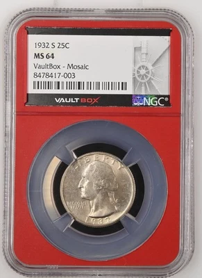 1932 S 90% Silver Quarter NGC MS-64 Red Core - Image 1 of 2