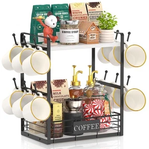 Coffee Bar Station Organizer Mug Cup Holder Stand for Countertop, Multi-Funct... - Picture 1 of 7