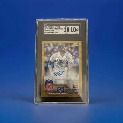 2023 Topps Chrome Rookie Vinnie Pasquantino Gold Wave Auto /50 SGC Dual 10 - Image 1 of 2