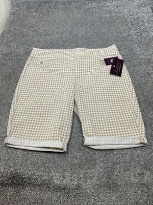 Шорты-бермуды Gloria Vanderbilt Amanda без застежек 18 клетчатые имбирь НОВЫЕ с бирками - Изображение 1 из 4