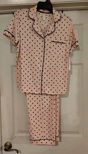 Joyspun 2-teilige Damen Nachtwäsche rosa mit schwarzen Punkten Gr. S (4-6) NEU - Bild 1 von 5