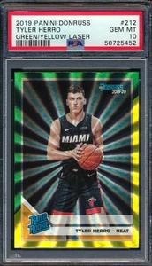 2019-20 Panini Donruss Tyler Herro Green & Yellow Laser Rated Rookie RC #212 - Bild 1 von 2