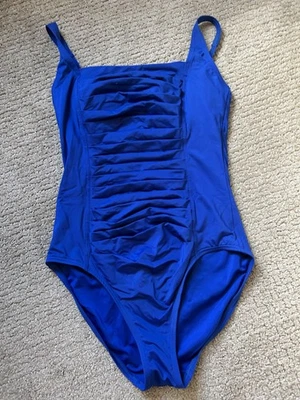 Traje de baño Calvin Klein azul real plisado panel acanalado de una pieza talla 8 usado en excelente estado Foto 1 de 4