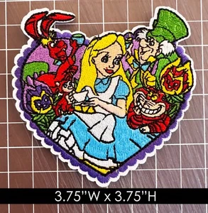 Disney: Alice in Wonderland Tea Party Heart Embroidered Iron On Patch - Picture 1 of 3