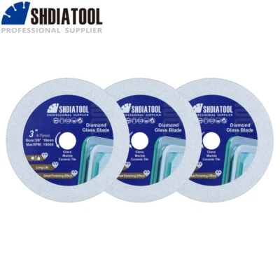 SHDIATOOL 3pcs 3inch/75mm Diamond Cutting Grinding Disc Wheel Glass Ceramic Tile Marble