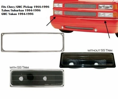 For 1988-1998 CHEVY GMC P/U Parking Light Bezels Stainless Steel Frame Trim L/R - Image 1 of 1