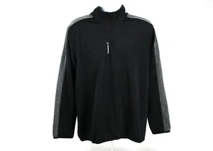 Reebok 1/2 Zip Activewear Sweater Jacket Men's Sz XL Black w Gray Warm-Up Coat - Picture 1 of 8