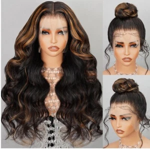 "Peluca de cabello humano Arabella Hair 360 encaje completo frontal onda resaltada #30 18""" - Imagen 1 de 5