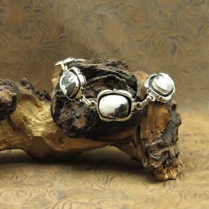 White Buffalo Sterling Silver Adjustable Link Bracelet - Picture 1 of 7