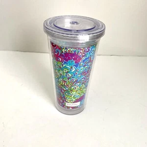 LILLY PULIZTER Colorful 16oz Plastic Double Wall Tumbler Cup with Lid *NO STRAW* - Picture 1 of 3